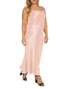 Standards & Practices Cowl Neck Spaghetti Strap Satin Slip Midi Dress In Rose Pink