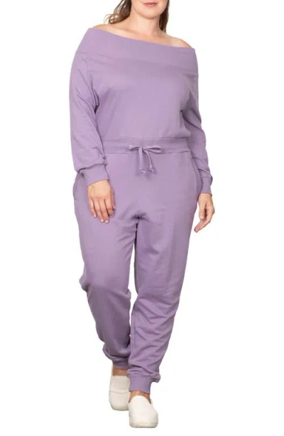 Standards & Practices Off-the-shoulder Jumpsuit In Purple
