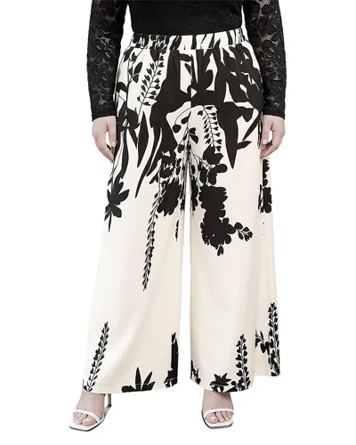 Standards & Practices Plus Abstract Print Wide Leg Pants In Gray