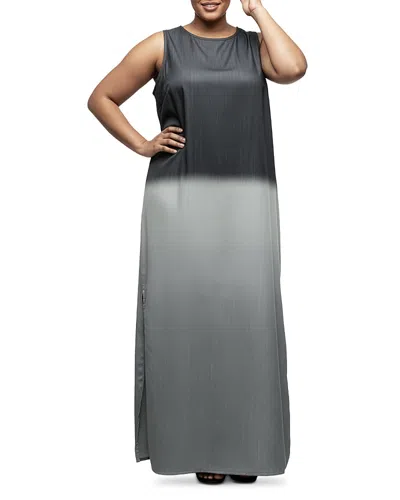 Standards & Practices Plus Dip Dye Sleeveless Tank Maxi Dress In Gray