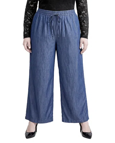 Standards & Practices Plus Drawstring Wide Leg Pants In Blue