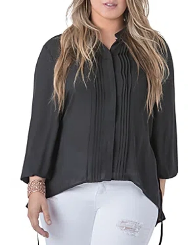 Standards & Practices Plus High Low Blouse In Black