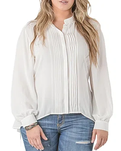 Standards & Practices Plus High Low Blouse In White