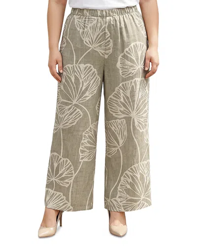 Standards & Practices Plus Printed Wide Leg Pants In Green