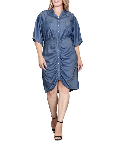 Standards & Practices Plus Size Denim Shirt Dress In Dark Indigo