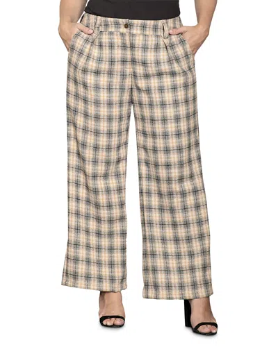 STANDARDS & PRACTICES STANDARDS & PRACTICES PLUS SIZE PLAID WIDE LEG PANTS