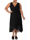 Standards & Practices Faux Wrap Midi Dress In Black