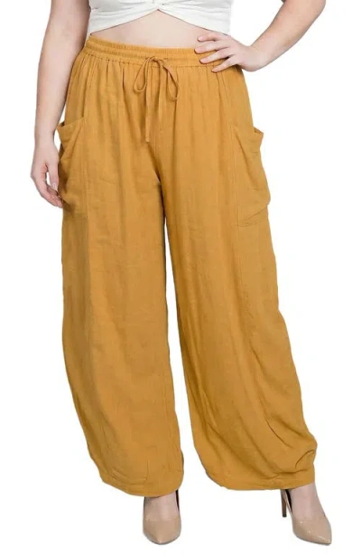 Standards & Practices Plus Wide Leg Culotte Pants In Yellow