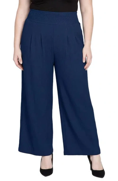 Standards & Practices Smock Waist Wide Leg Pants In Blue
