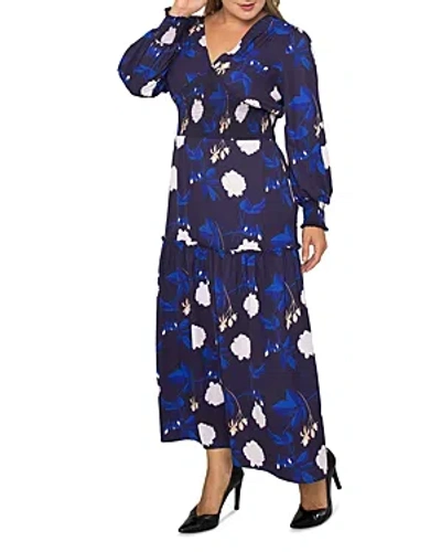 Standards & Practices Smocked Maxi Dress In Blue