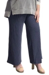 Standards & Practices Texture Wide Leg Ankle Pants In Navy