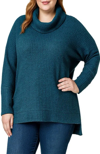 Standards & Practices Turtleneck Dolman Sleeve Rib Top In Green