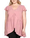 Standards & Practices V Neck High Low Tunic In Dusty Pink