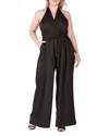 Standards & Practices Wide Leg Poplin Halter Jumpsuit In Black