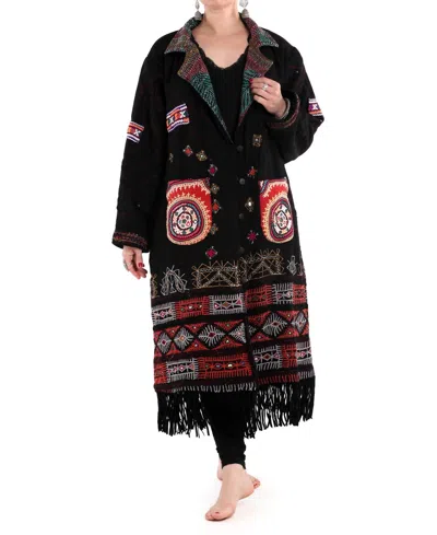STANDAWT MERINO WOOL COAT - PLUS IN BLACK/RED/GREEN