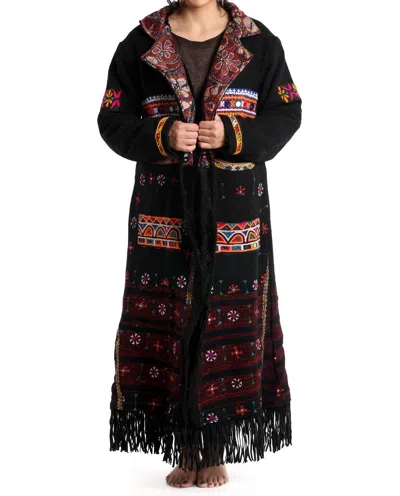 STANDAWT MERINO WOOL COAT IN BLACK/PINK/WHITE