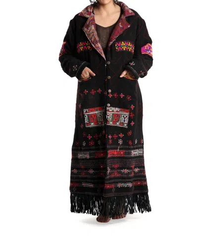 Standawt Merino Wool Coat In Black/red/pink