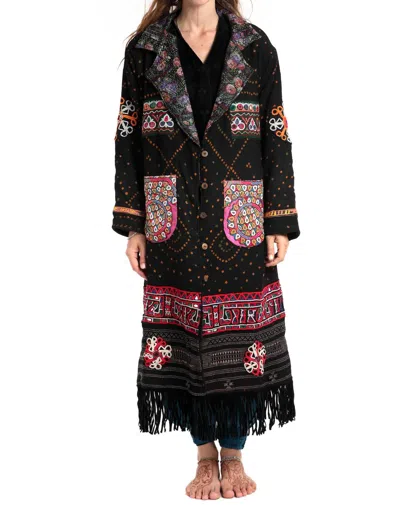 Standawt Rare Merino Wool Coat In Black/orange/purple