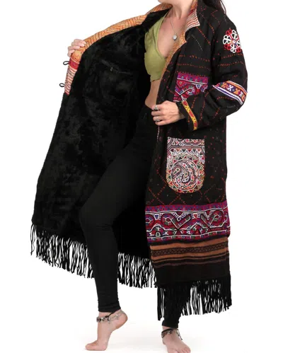STANDAWT RARE MERINO WOOL COAT IN BLACK/PURPLE