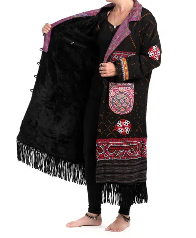 Standawt Rare Merino Wool Coat In Black/purple/pink In Multi