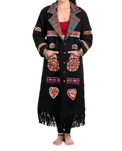 STANDAWT RARE MERINO WOOL COAT IN BLACK/PURPLE/RED