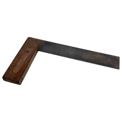 Pre-owned Stanley Antique Square Ruler Vintage Carpentry Tool In Rosewood & Brass In Brown