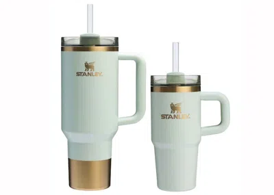 Pre-owned Stanley Comfort & Joy Collection Holiday Samesies Quencher 40oz & 14oz Sip Set In Gilded Celadon