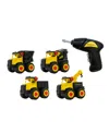 Stanley Jr. 37 Piece Take Apart Dot Trucks Set In Black,yellow
