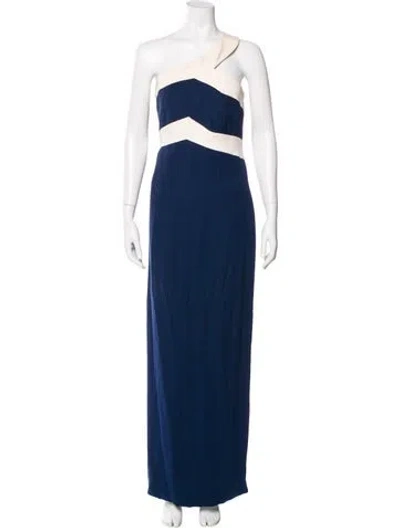 Pre-owned Stanley Platos Martin Ross Silk Long Dress In Blue