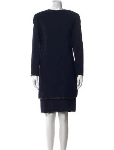 Pre-owned Stanley Platos Martin Ross Wool Knee-length Dress In Blue