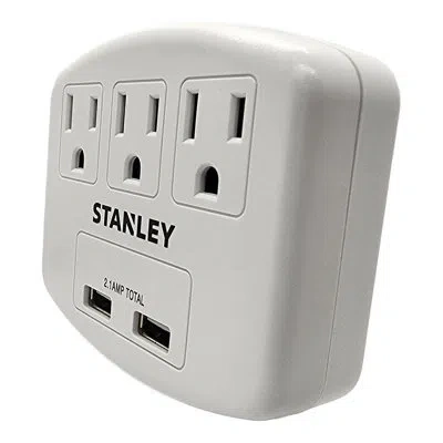 Stanley Plugmax 3-ac-outlet And 2-usb-plug Wall Tap In White