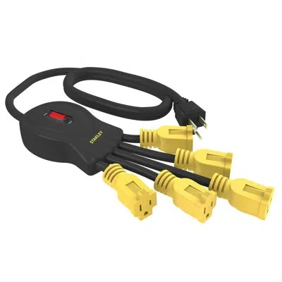 Stanley ® Powersquid® 5-outlet Multiplier With 3-ft. Cord, Black & Yellow