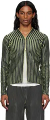 Stanley Raffington Black & Green Plated Knit Jacket In Black