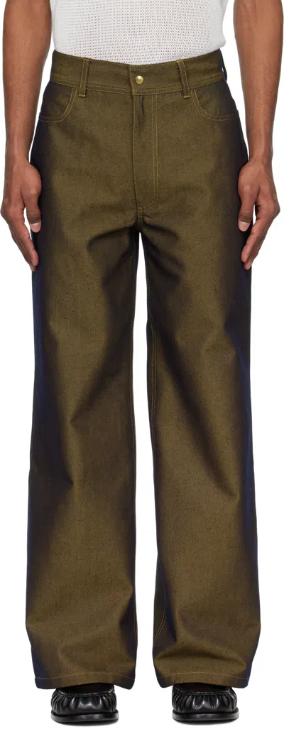 Stanley Raffington Navy & Yellow Two Tone Jeans In Navy/yellow