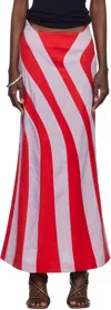 Stanley Raffington Red & Blue Parametric Maxi Skirt In Mutli - Red/blue