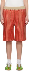 Stanley Raffington Ssense Exclusive Red Ribbed Shorts In Red