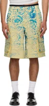 Stanley Raffington Ssense Exclusive Yellow & Blue Floral Printed Cargo Shorts