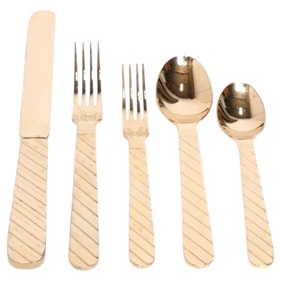 Pre-owned Stanley Roberts Flatware 40 Pieces Gold "zebra" Flatware Mid Century Modern
