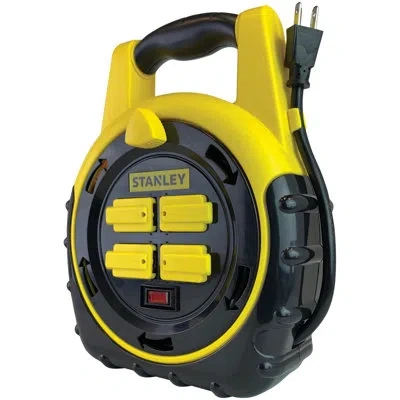 Stanley ® Shopmax 4-outlet Power Hub Cord Reel, 20-ft., Black & Yellow