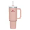 Stanley Steel Vacuum Insulated Tumbler With Lid And Straw In Pink