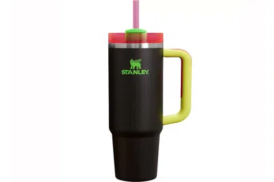 Pre-owned Stanley The Spring Fling Collection Flowstate Quencher 30oz Tumbler Black Neon