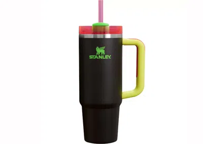 Pre-owned Stanley The Spring Fling Collection Flowstate Quencher 30oz Tumbler In Black Neon