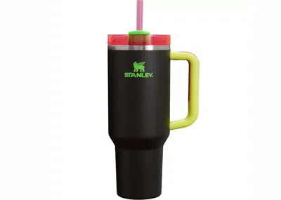 Pre-owned Stanley The Spring Fling Collection Flowstate Quencher 40oz Tumbler In Black Neon