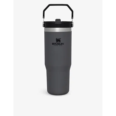 Stanley Womens Charcoal Iceflow™ Flip-straw Recycled Stainless-steel Bottle 890ml In Charcoal