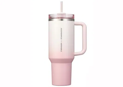 Pre-owned Stanley Women's  Starbucks Korea Exclusive Flowstate Quencher 40oz Tumbler In Pink