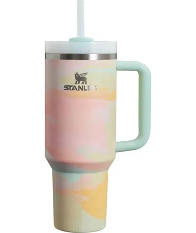 Pre-owned Stanley Women's  The Clean Slate Flowstate Quencher 40oz Tumbler In Warm Serene Brushstroke