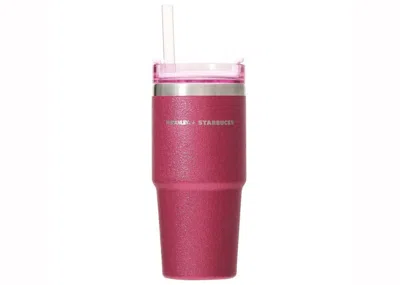 Pre-owned Stanley Women's  X Starbucks Glitter Flowstate Quencher 473ml Tumbler In Vivid Pink