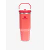 Stanley Womens Hot Coral Iceflow™ Flip-straw Stainless-steel Bottle 890ml