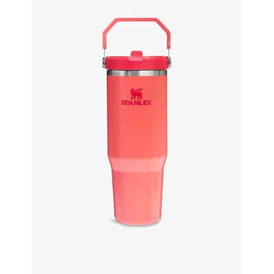Stanley Womens Hot Coral Iceflow™ Flip-straw Stainless-steel Bottle 890ml