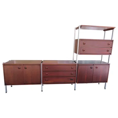 Pre-owned Stanley Wonderful 3 Bay Freestanding Walnut Wall Unit  Mid-century Modern In Brown